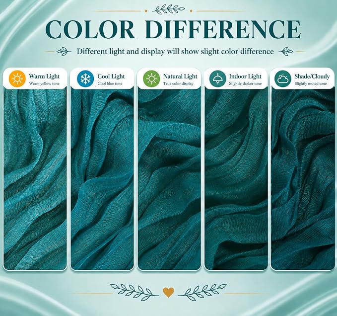 12 Pack Teal Cheesecloth Table Runner 17x108 Inch Boho Rustic Semi Sheer Gauze - Image 6