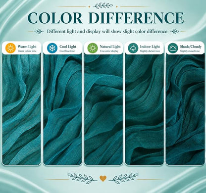 12 Pack Teal Cheesecloth Table Runner 17x108 Inch Boho Rustic Semi Sheer Gauze - Image 6
