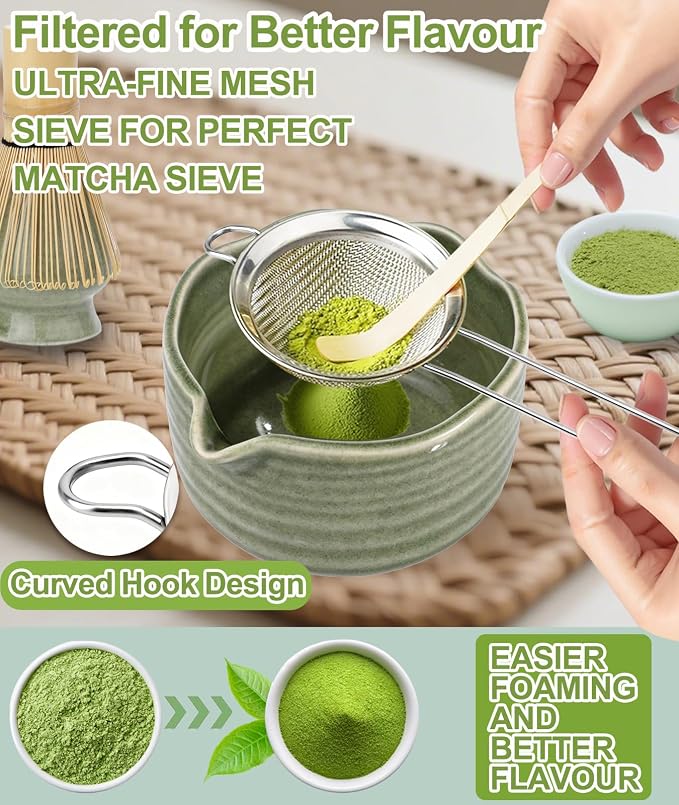 JBER Matcha Whisk Set, Whisk 100 Prongs, Sifter - Image 3