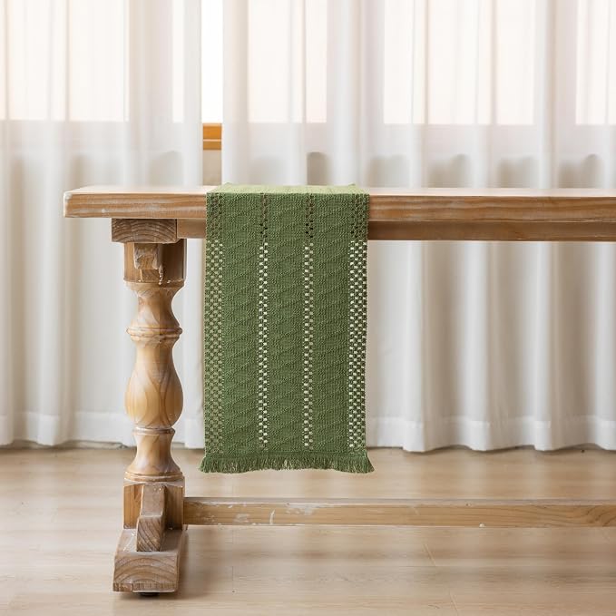 Keketoarrange Boho Macrame Table Runner 12x60 Inch | Woven Burlap Rustic Runner - Image 8