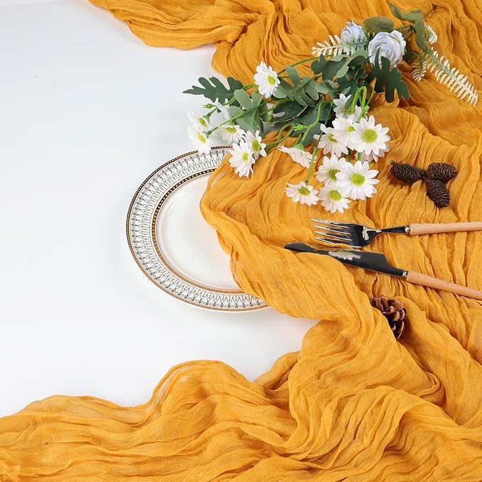 6 Pack Gold Cheesecloth Table Runner 35 x 120 Inch | Boho Gauze Cheese Cloth - Image 7