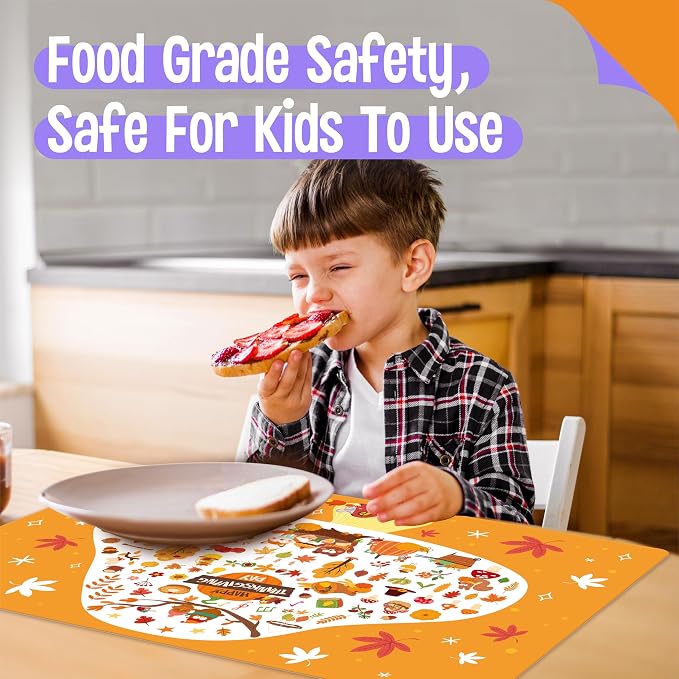 6 Pack Placemats for Kids, Non-Slip Washable Table Mats, Reusable Holiday - Image 4