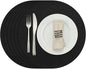 Myir JUN Round Placemats, Dual Sided Faux Leather Place Mats Set of 6 Indoor/Outdoor Non-Slip Washable Table Mats (Black, 6 Pack)