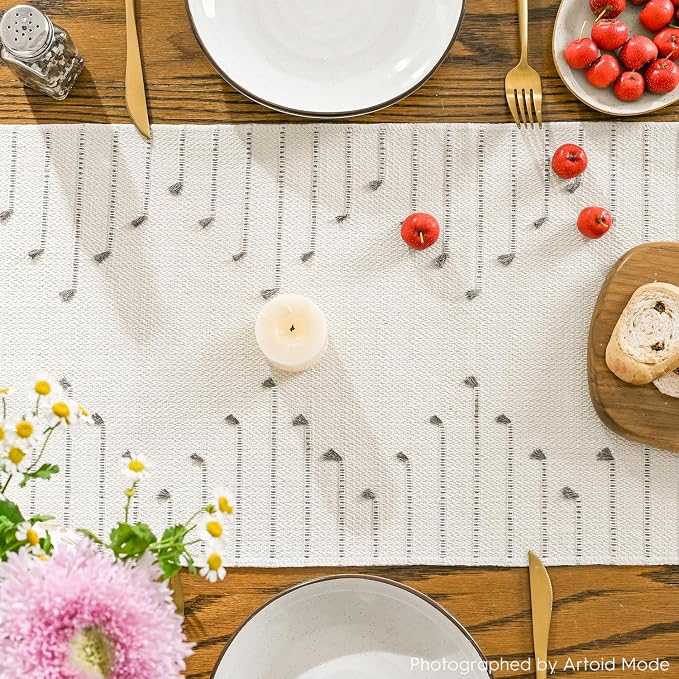 Artoid Mode Light Grey Boho Table Runner - Image 7