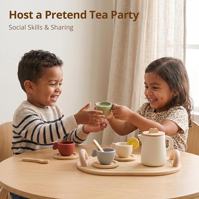 Youuys Wooden Tea Party Set for Toddler 3-5, Kids Tea Sets for Little Girls 4-6 - Image 6