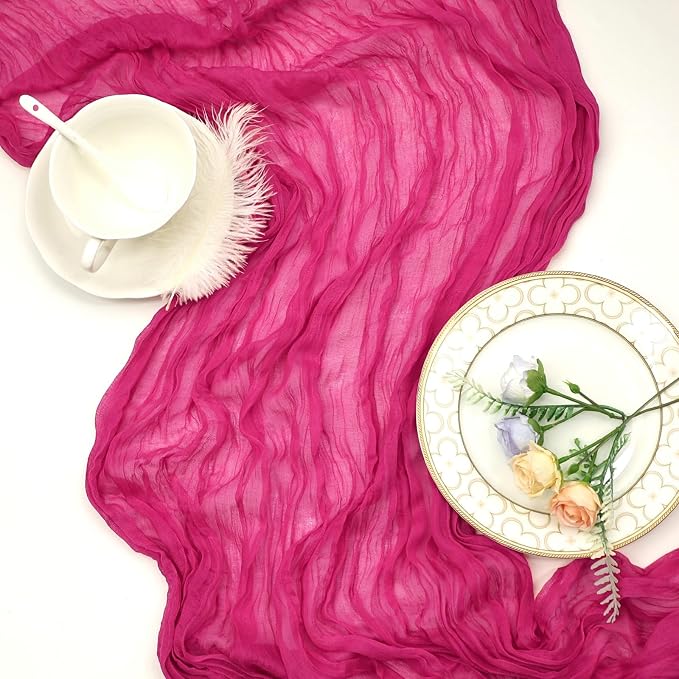 12 Pack Hot Pink Cheesecloth Table Runner 10ft Boho Gauze Fabric Cheese Cloth - Image 6