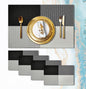 Placemats Set of 4 - Washable Woven Vinyl Placemats, Heat Resistant, Non-Slip, Easy to Clean Water Resistant Table Mats for Indoor/Outdoor Dining, Kitchen, Patio (4, Black White Square)