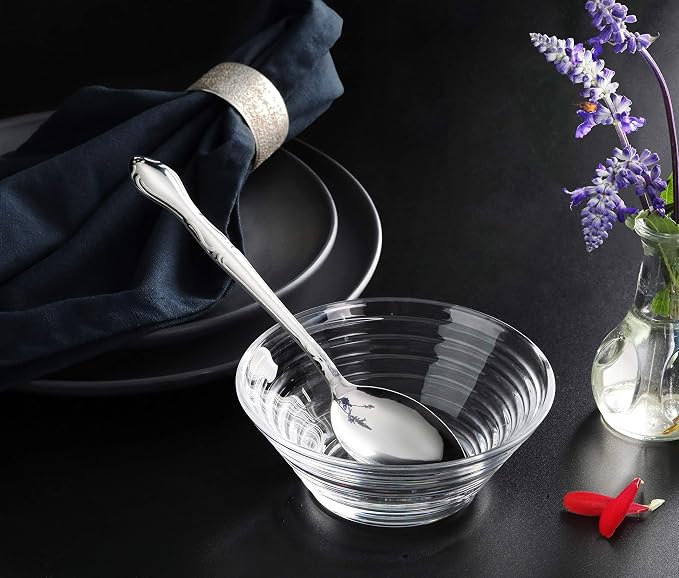 New Star Foodservice Rose Pattern 18/0 Stainless Steel Dinner/Dessert Spoon - Image 7
