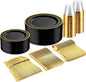 bUCLA 150 Pieces Black and Gold Disposable Dinnerware Set by BUCLA