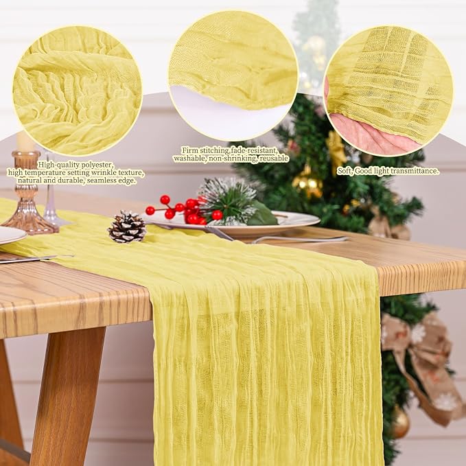 8 Pack Yellow Table Runner 17 x 108inch Cheesecloth Table Runner Boho Gauze - Image 5