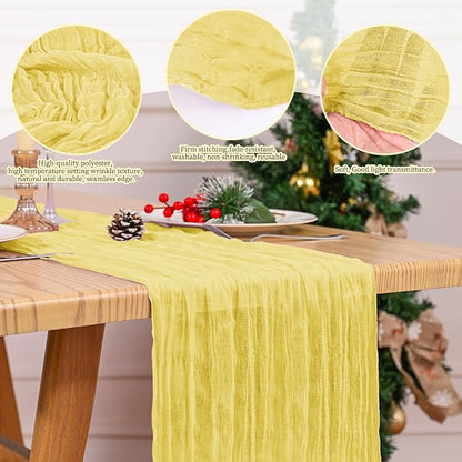 4 Pack Yellow Table Runner 17 x 108inch Cheesecloth Table Runner Boho Gauze - Image 5