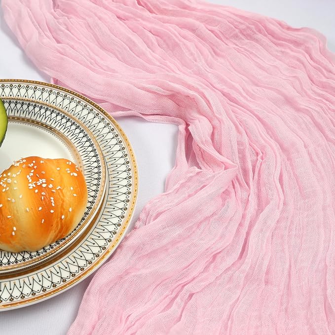 6 Pack 10Ft Pink Cheesecloth Table Runner 23 x 120 Inch | Gauze Rustic Boho - Image 5