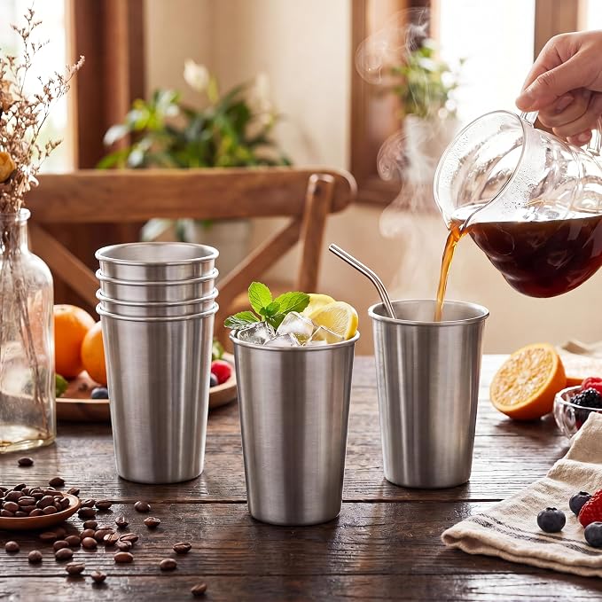 Mimorou 4 Pack 16 oz Stainless Steel Pint Cups Metal Cups Unbreakable Drinking - Image 5