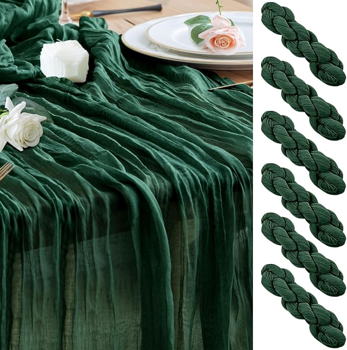 Cheesecloth Table Runner Emerald Green 10FT Boho GauzeRunner by Wokceer