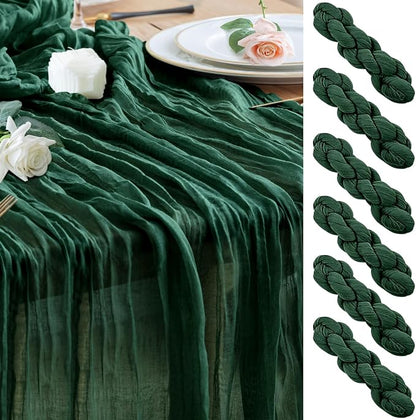Cheesecloth Table Runner Emerald Green 10FT Boho GauzeRunner by Wokceer