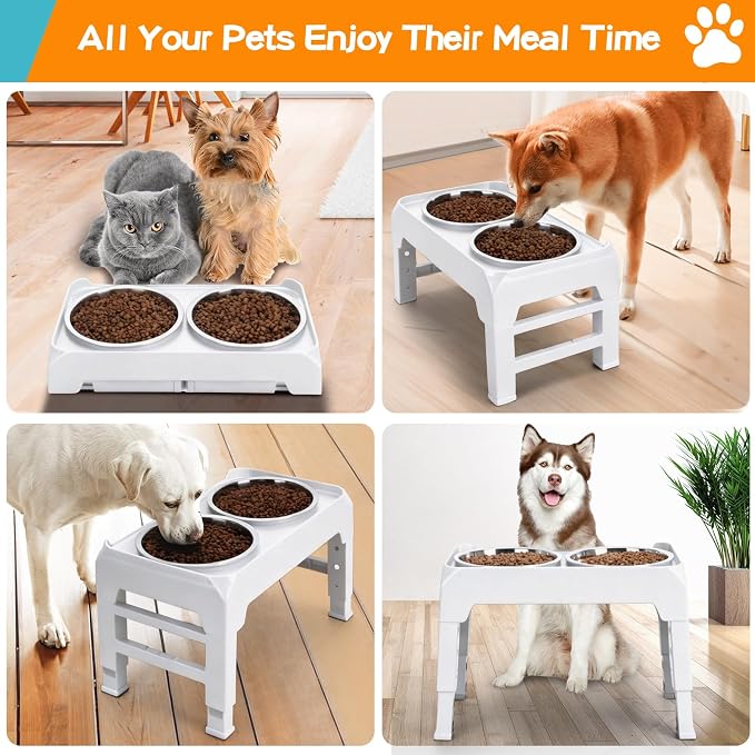 COMESOON Elevated Dog Bowls, 4 Height Adjustable Raised Bowl Stand - Image 8