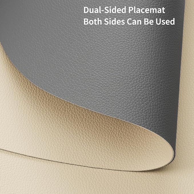Myir JUN 15 Inches Round Placemats Set of 6 Faux Leather Place Mats | - Image 3