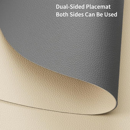 Myir JUN 15 Inches Round Placemats Set of 6 Faux Leather Place Mats | - Image 3