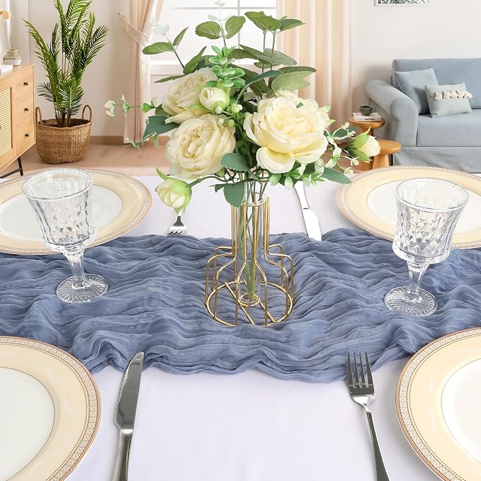 12 Pack 10Ft Dusty Blue Cheesecloth Table Runner 23 x 120 Inch | Gauze Rustic - Image 4