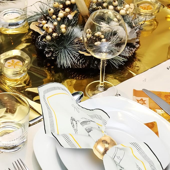 Lallisa 24 Pcs Gold Napkin Rings Bulk Metal Classic Brass Napkin Ring Holders - Image 5