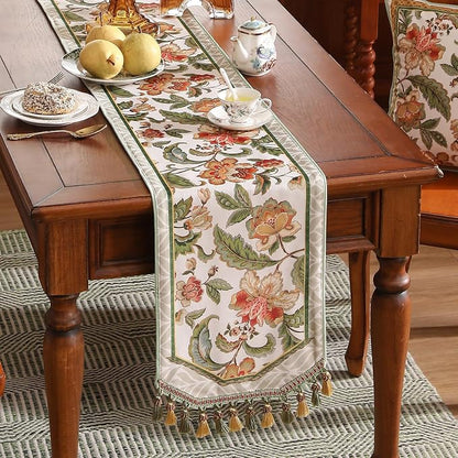 Patdrea Designer Elegant French Velvet Table Runner, Colorful Floral Print - Image 7