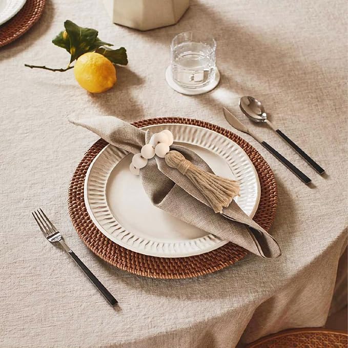 Meplait 6 Pack Wooden Bead Napkin Rings, Boho Farmhouse Table Decor, - Image 3