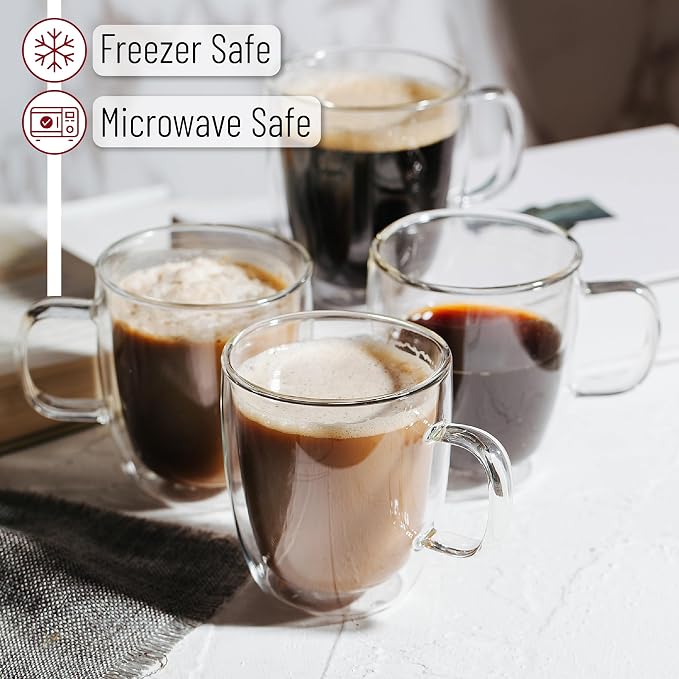 BTaT- Double Walled Glass Coffee Mugs, 12 oz, Glass Coffee Cups - Image 4