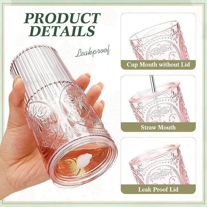 16 Set 20oz Vintage Plastic Tumbler - Image 3