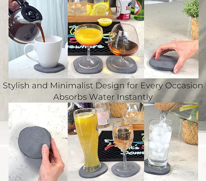 Stone Coasters Slate Set of 2, Stone Drying Mat - Image 4