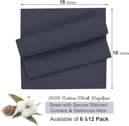 Ruvanti Cloth Napkins Set of 6, 18x18 Inches, 100% Cotton, Washable, Soft & Absorbent, Perfect for Wedding, Christmas, ‎Thanksgiving Dinners - Ombre Blue