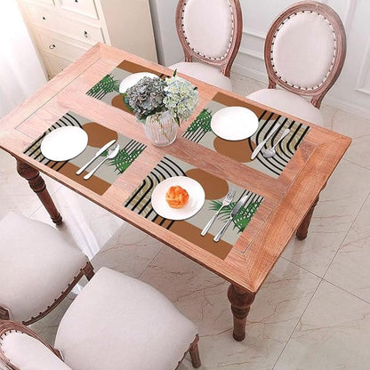 Boho Mid Century Placemats Abstract Geometric Modern Minimalist Washable Place Mats 12x18Inch for Dining Kitchen Farmhouse Decor 4 PCS