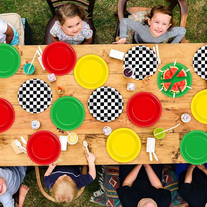 48Pcs Race Car Party Decorations Supplies Red Green Yellow Dinnerware - Image 7