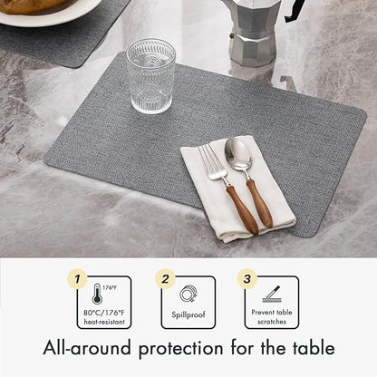 Faux Leather Placemats Set of 8 Vinyl Washable Wipeable Table Mats for Kitchen Dining Table Heat Resistant Waterproof Modern Indoor/Outdoor Placemats Non-Slip Easy Clean Place Mats (Stargaze)