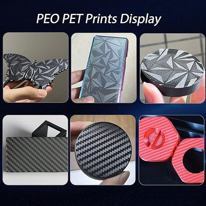 JUUPINE 3D Printer Build Plate for Bambu Lab X1/X1C/X1E/P1P/P1S/P2S/A1 3D Printer,Diamond PEO+Carbon Fiber PET Surface 257x257mm Spring Steel Plate,Double Sided Flexible Sheet Heatingbed Platform.