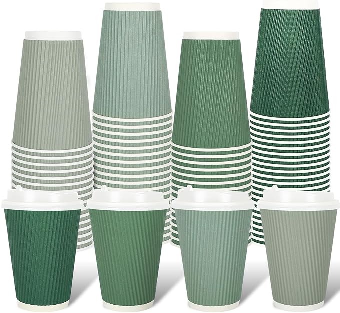 Whaline 100Pcs Sage Green Disposable Coffee Cups by Whaline