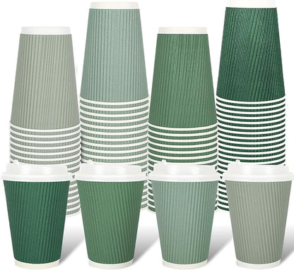 Whaline 100Pcs Sage Green Disposable Coffee Cups by Whaline
