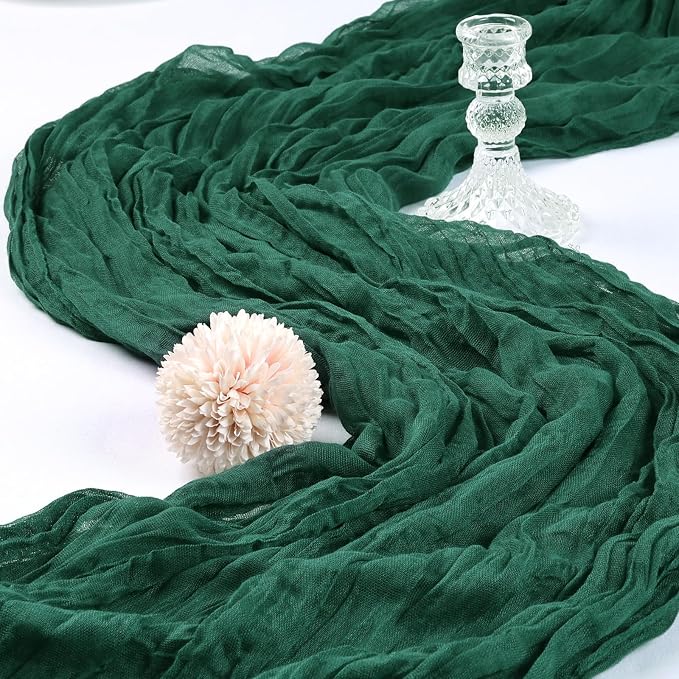 12 Pack 10Ft Emerald Green Cheesecloth Table Runner 23 x 120 Inch | Gauze - Image 3