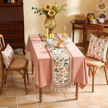 bilin gaier Designer Elegant French Linen Table Runner, Floral Pattern - Image 3