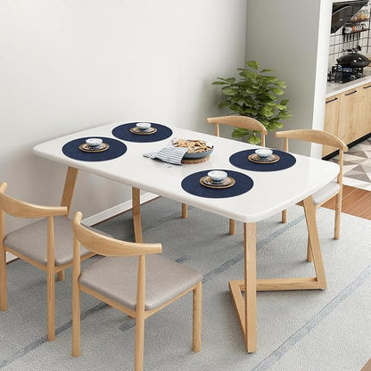 Homaxy Round Faux Leather Placemats and Coasters, Wipeable Place Mats, - Image 8