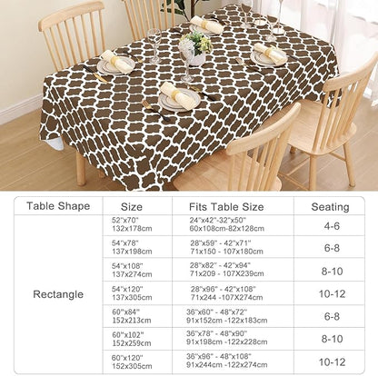 Smiry Rectangle Table Cloth, Waterproof Vinyl Tablecloth with Flannel Backing for Rectangle Tables, Wipeable Spillproof Plastic Tablecloths for Dining, Camping, Indoor and Outdoor (60"x120", Brown)