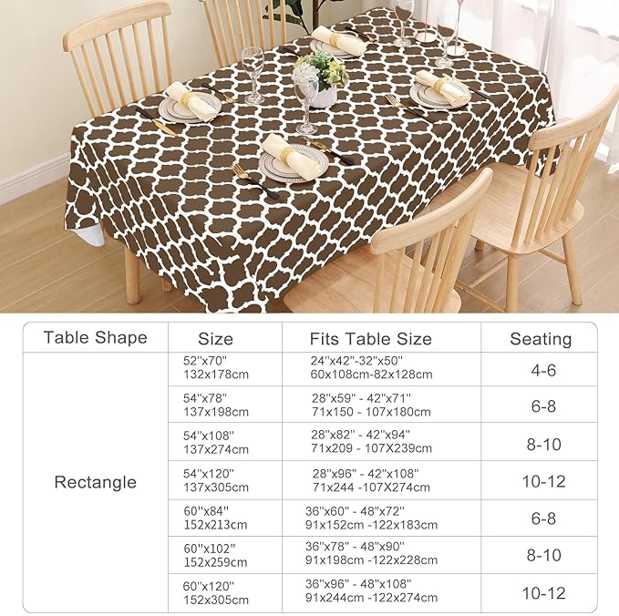Smiry Square Table Cloth, Waterproof Vinyl Tablecloth with Flannel Backing for Square Tables, Wipeable Spillproof Plastic Tablecloths for Dining, Camping, Indoor and Outdoor (54"x54", Brown)