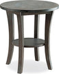 Leick Home 10302-RG Rustic Wire Brushed Driftwood Round Side Table with Shelf, Rustic Gray