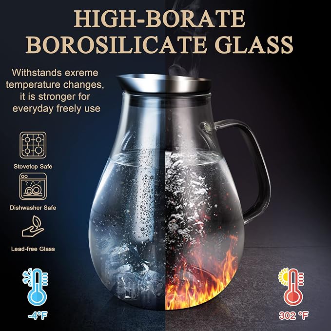 SUSTEAS 2 Liter 68oz Glass Pitcher - Image 3