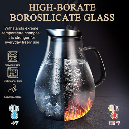 SUSTEAS 2 Liter 68oz Glass Pitcher - Image 3