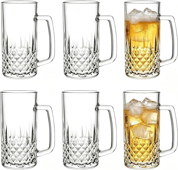 Beer Mugs For Freezer, 20 oz Large Heavy Glass Mugs by Unknown