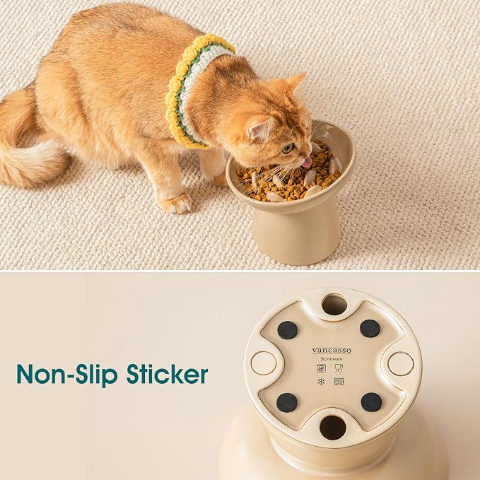 vancasso Ceramic Slow Feeder Cat Bowl, 6.25 Inch Elevated Cat Slow Feeder Bowl - Image 6