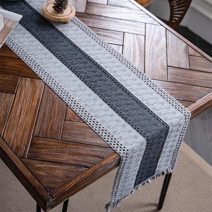 Macrame Table Runner Grey Boho Table Runners - Image 6