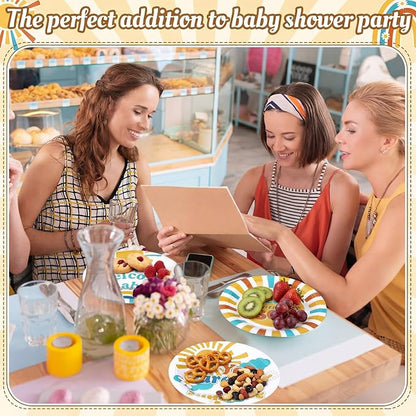 Gerrii 60 Pcs Here Comes the Son Baby Shower Party Plates Boho7 Inch Sun - Image 4