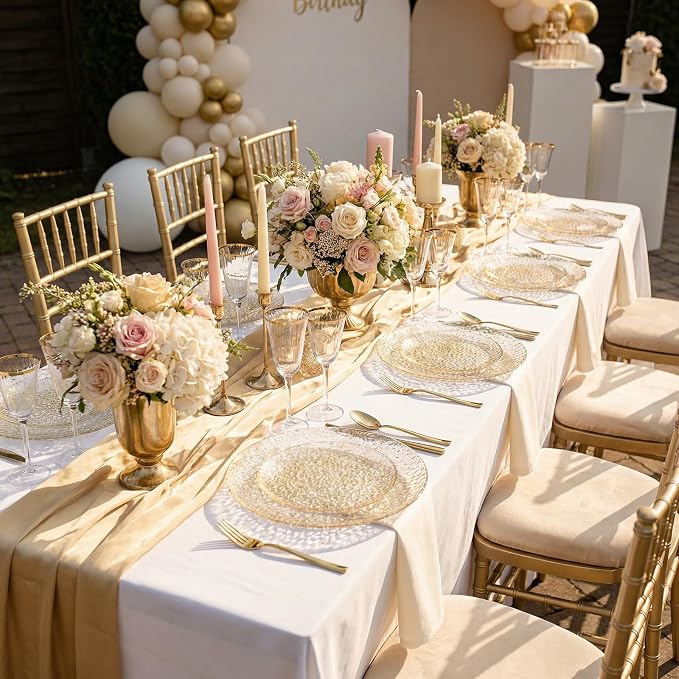 Rubtlamp 100Pcs Gold Glitter Plastic Plates, Heavy Duty Glitter Disposable - Image 4