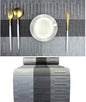 PIGCHCY Elegant Placemats with Matching Table Runner,Washable Durable Vinyl Woven Table Mats Sets(6pcs Placemats+1pcs Table Runner, Black)